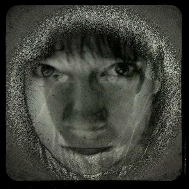 Dark Portrait Photo, Black and White Photograph, Goth Home Decor, Face, Fine Art Photography Print