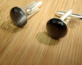 Newport Cat's Eye Cuff Links / 1 Pair Black-Gray / Groom / Groomsmen / Best Man Gift Cufflinks