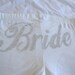 Bride Shorts. Rhinestone White Honeymoon Booty Shorts Panties. Wedding Gift.