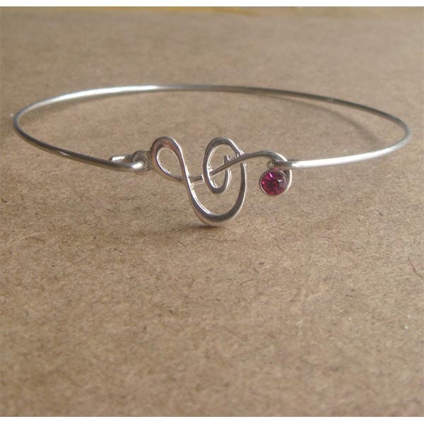 Music Note Bangle Bracelet, Simple Everyday Jewelry, Elegant gift, Bridesmaid Gift, Bridal Wedding Jewelry