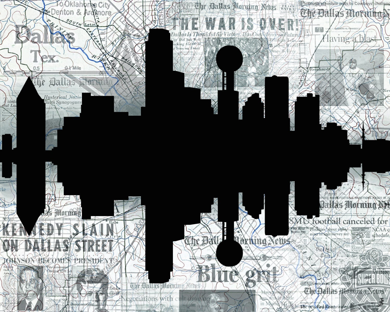 Dallas, Texas "Silhouette" city skyline digital 8 x 10 art print- FREE SHIPPING - jamarsimien