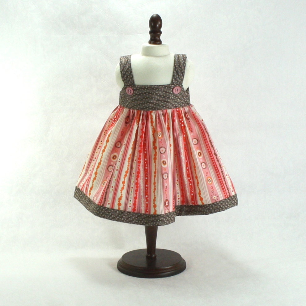 Sundress - Orange Pink Brown - fits 18" Doll American Girl Doll