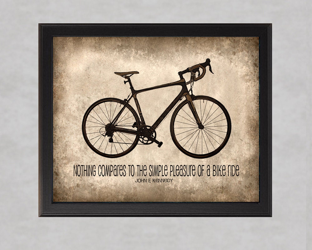 Nothing Compares - 8x10 photo print - Bicycle Poster Wall Art JFK Quote Simple Pleasure of Riding a Bike Brown Beige Tan Sepia Texture - quotograph