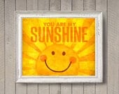 You Are My Sunshine - 8x10 photo print - Bright Happy Yellow Orange Texture Poster Nursery Decor Wall Art Boys Girls Room Type Sun Smile