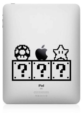 8 Bit Nintendo Mario Question Block, Mushroom And Star Vinyl Decal - iPad / tablet / laptop