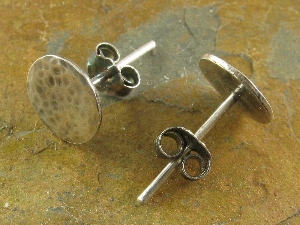 Sterling Silver Hammered Dots Post Stud Earrings