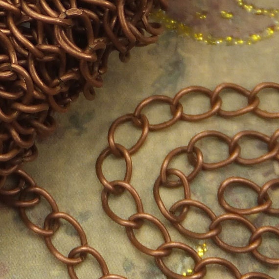 45 Feet Copper Iron Twist Links Chain, 6mm x 3mm - 1058CH045