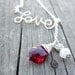 Silver LOVE Wire Wrapped Crystal Pendant Moonstone Heart Bead adjustable chain Necklace Wire Writing