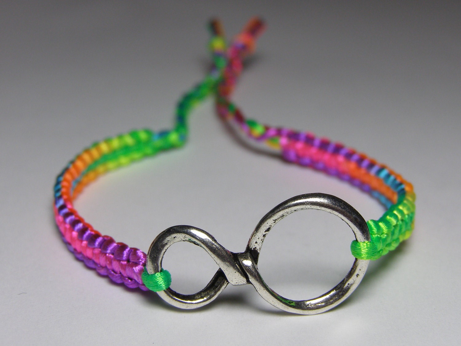 Infinity Bracelet with neon mix nylon thread