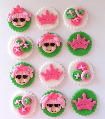 12 Fondant Edible Cupcake/Cookie Toppers - "Lala" Inspired Doll