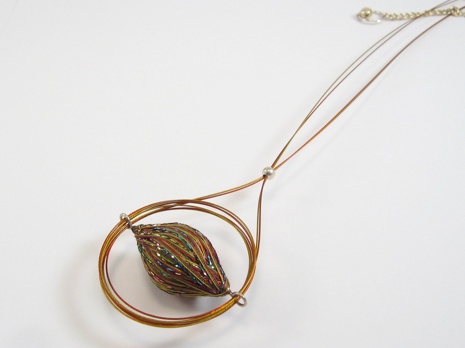 Planet Pendant - Colorful and Fun - Mustard Tones - Cotton Thread