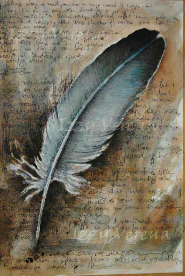 Giclee print of an original drawing (Biro and Ink), 8.5" x 11", limited edition, Fine Art print, Printmaking, "Feather and Ink"