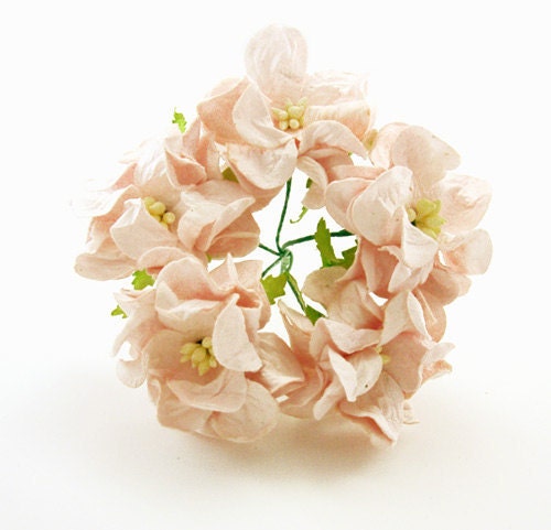 10 Handmade Pale Orange Gardenia Mulberry Paper Flower for Scrapbooking, Wedding or Any Craft 4Cm. - NineGiftShop