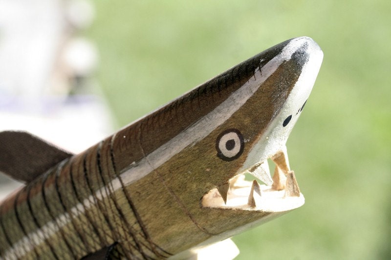 Shark Great White Mako Jaws Wiggly Wood Wiggles When You Hold It Waldorf Montessori Imagination For Boys and Girls