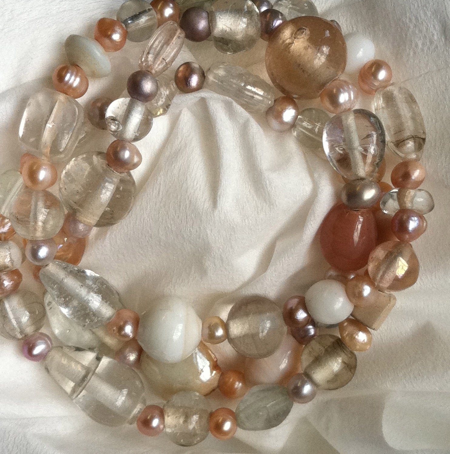 Three "Creams and Neutrals" Glass Bracelets