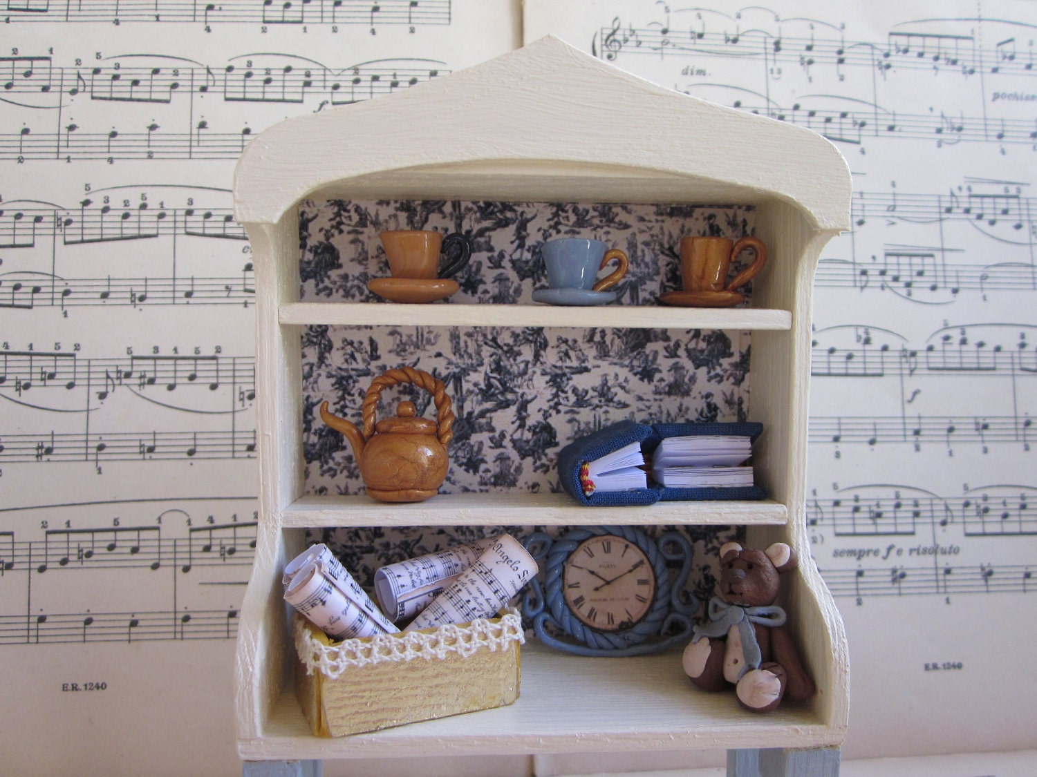 Dollhouse Miniature Nursery - Shabby Chic Dresser