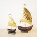 Brass sailboats  oxidised base golden hammered sails