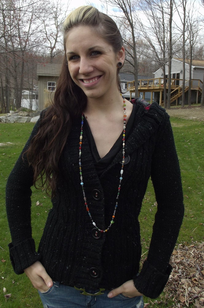 Handmade Multi-Colored Glass Bead Chain Necklace