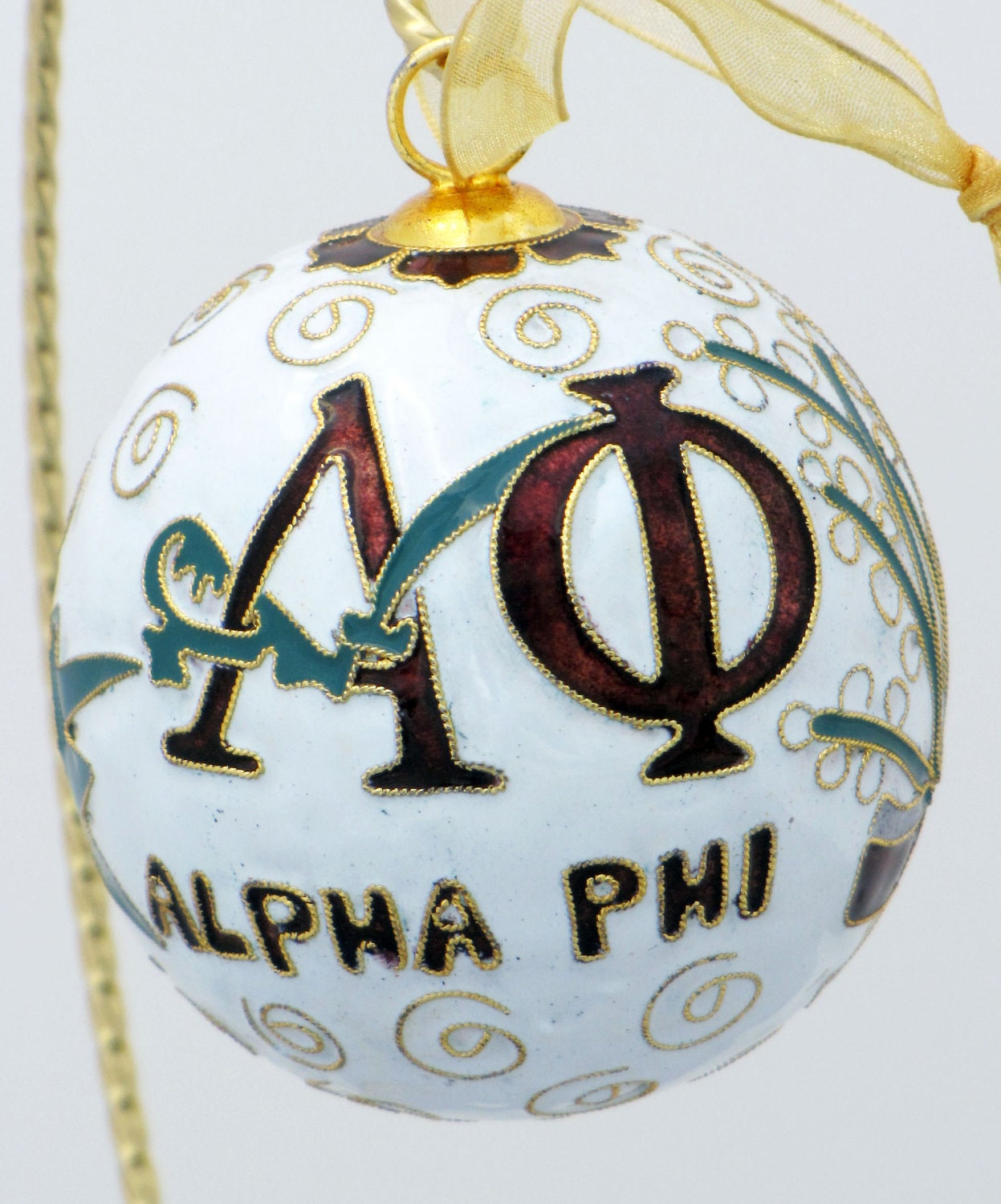 Alpha Phi Cloisonne Ornament with 24k gold plating