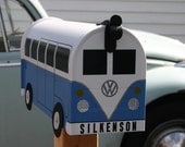 Wildflower Blue Custom Made To Order Volkswagen Bus Mailbox by TheBusBox - Choose Your Color - SplitBusBox