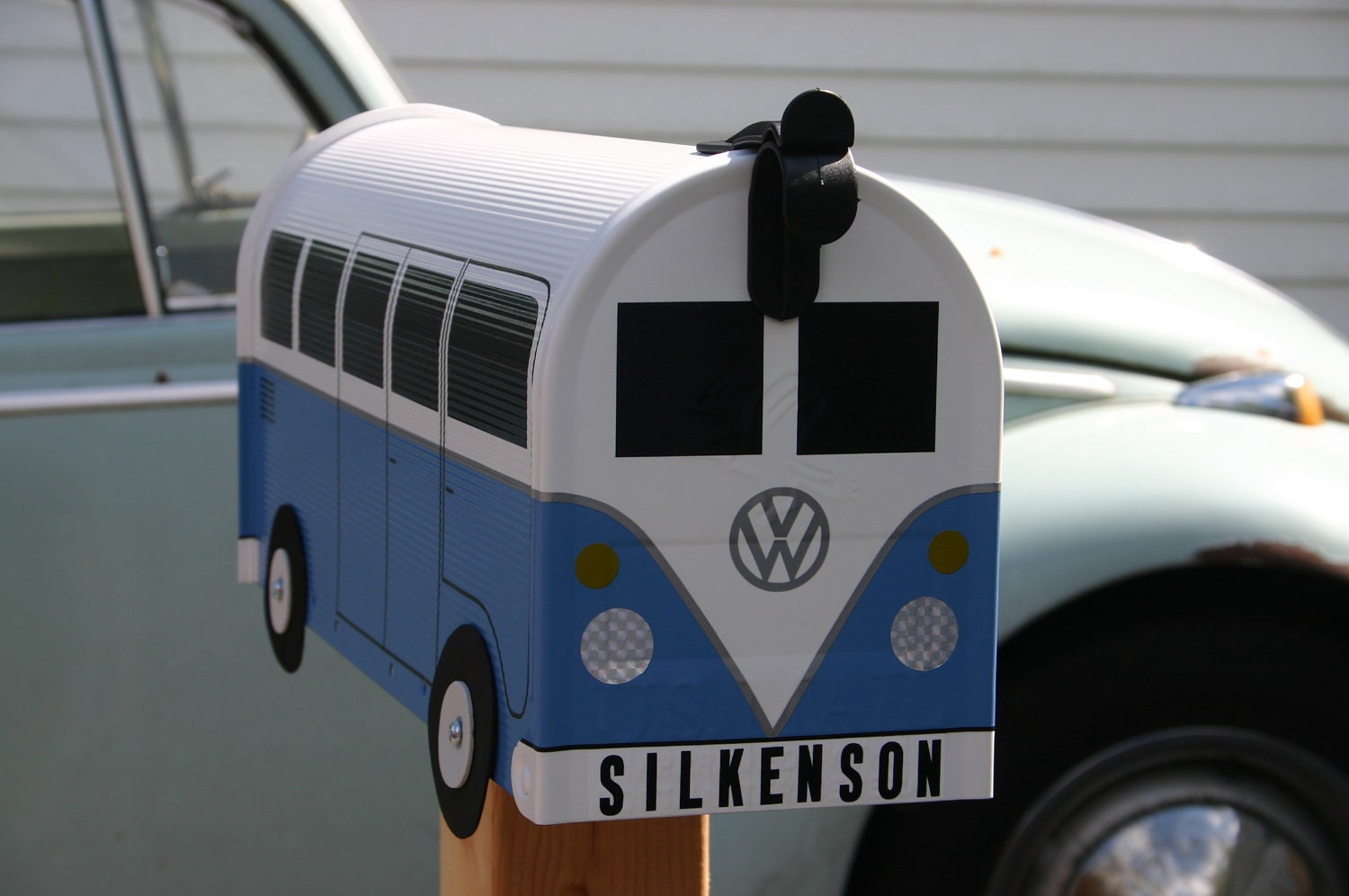 Wildflower Blue Custom Made To Order Volkswagen Bus Mailbox by TheBusBox - Choose Your Color - SplitBusBox