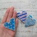 Colorful heart magnets set of 3, Valentine Day decor, Valentine gift  dots & stripes red white blue