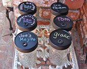 Set of Six -Twelve Ounce Quilted Mason Mason Jar Tumbler With Handmade Chalkboard Spill Resistant Lid And BPA Free Reusable Straw - JJBC6-1A