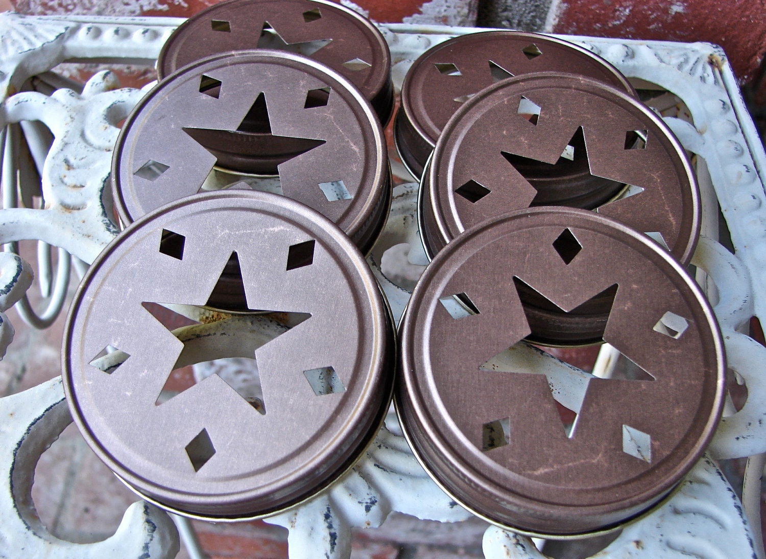 Star Mason Jar Lids - Bronze 6  Lids Only--SC6