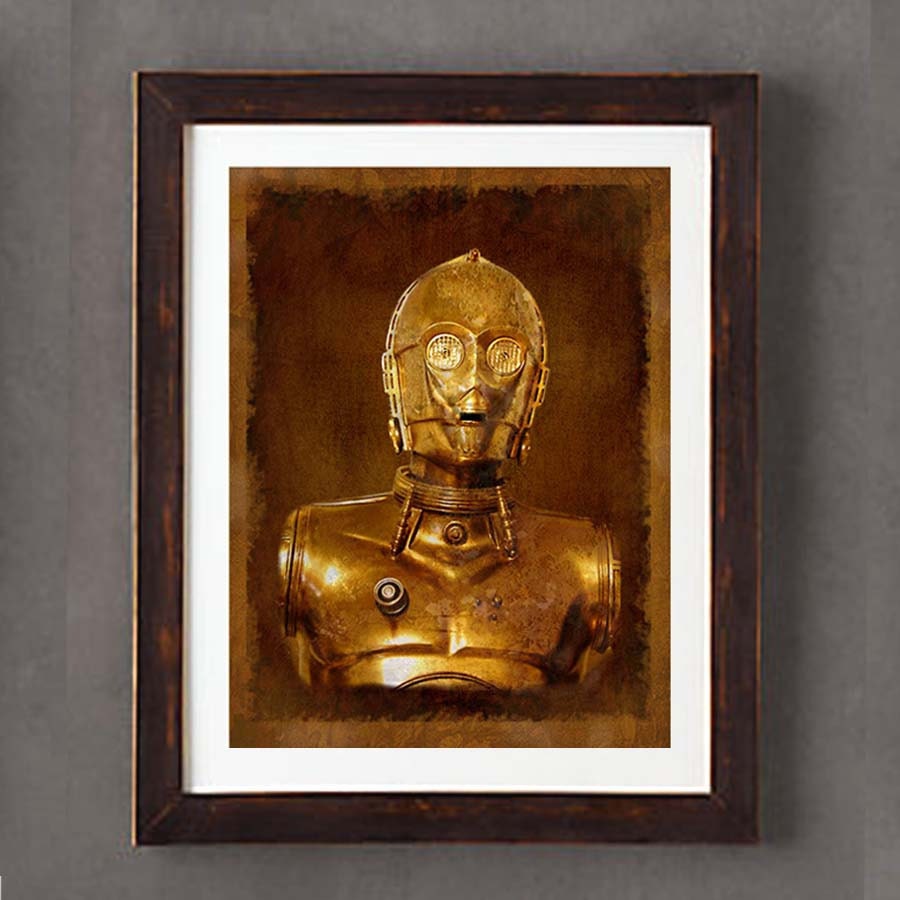 Fine Art Print: -  "Vintage Star Wars C-3PO portrait" - Giclee print, Star Wars Fan, Geek gift, Nerd gift, Techie