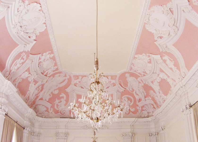 Pastel Pink 8x10 Print, Germany Chandelier- Baroque, Detail, Crystal, Light, Pink, Soft, Pastel - Fairytale, Windows, White, German, Travel
