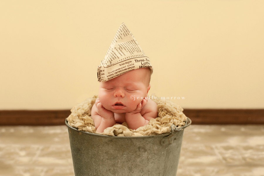 Sailor Fabric Newspaper Paper Boat Hat for Newborn Photography