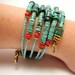 Turquoise and Coral Beaded Bracelet, Memory Wire Bracelet, Gemstone Wrap Bracelet