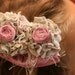 vintage inspired upcycled children flower hair piece - photo prop - pink and gray hair clip fabric flower flower girl rosette