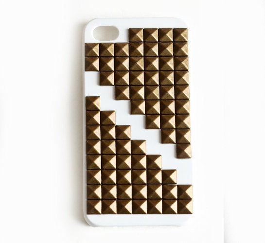 Small White Studded cellphone cover, Hard case, iPhone 5 Cover, cover for Android,trendy, iPhone 4s, iPhone 4,
