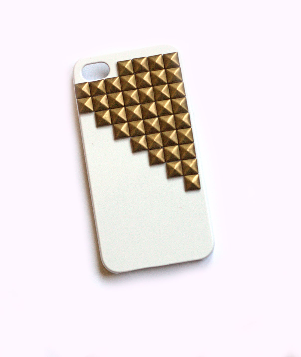 White Studded cellphone cover, Hard case, iPhone Cover, cover for Android,trendy, iPhone 4s, iPhone 4,