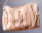 Vintage light brown leather and suede striped purse with shoulder strap.