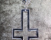 MIRRORED Upside Down Cross Outline Necklace