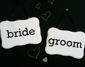 BRIDE & GROOM, wedding sign, wedding decoration, hand painted, photo prop, shabby chic modern vintage rustic