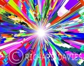 colorful art, 'Awesome', 8x8" art block, digital print, modern home decor, abstract wall art, psychedelic art