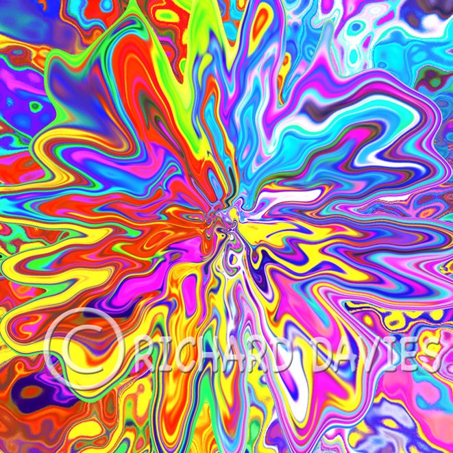 colorful print, 'Rapture', modern art, 8x8" art block, psychedelic digital art, abstract home decor, fantasy art