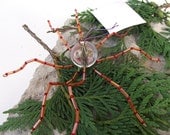 Cute & Quirky, Beaded Christmas Octopus Ornament -- Clear/Red/Orange