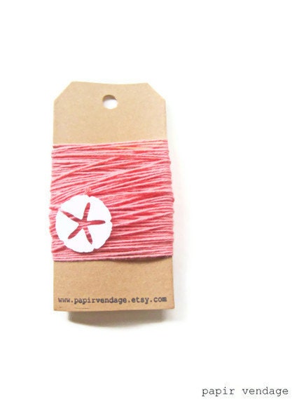 Coral Bakers Twine - 15 yds Solid Bakers Twine -  Summer Collection Assortment ,  wedding, gift tags, bunting banners