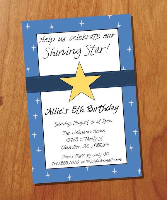Shining Star 4x6 Personalized Printable Invitation Il_570xn