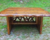 Rustic Modern Handmade Mountain Laurel and stained pine Coffee Cocktail Table Log Cabin Furniture by J. Wade Free Shipping