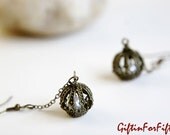 Crown Me Crown You - Vintage Style Jewelry Antique Copper Plated Crown Dangle Earrings OOAK by Giftin For Fifteen