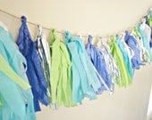 Ocean Teal Tissue Paper Tassel Garland - Party - Wedding