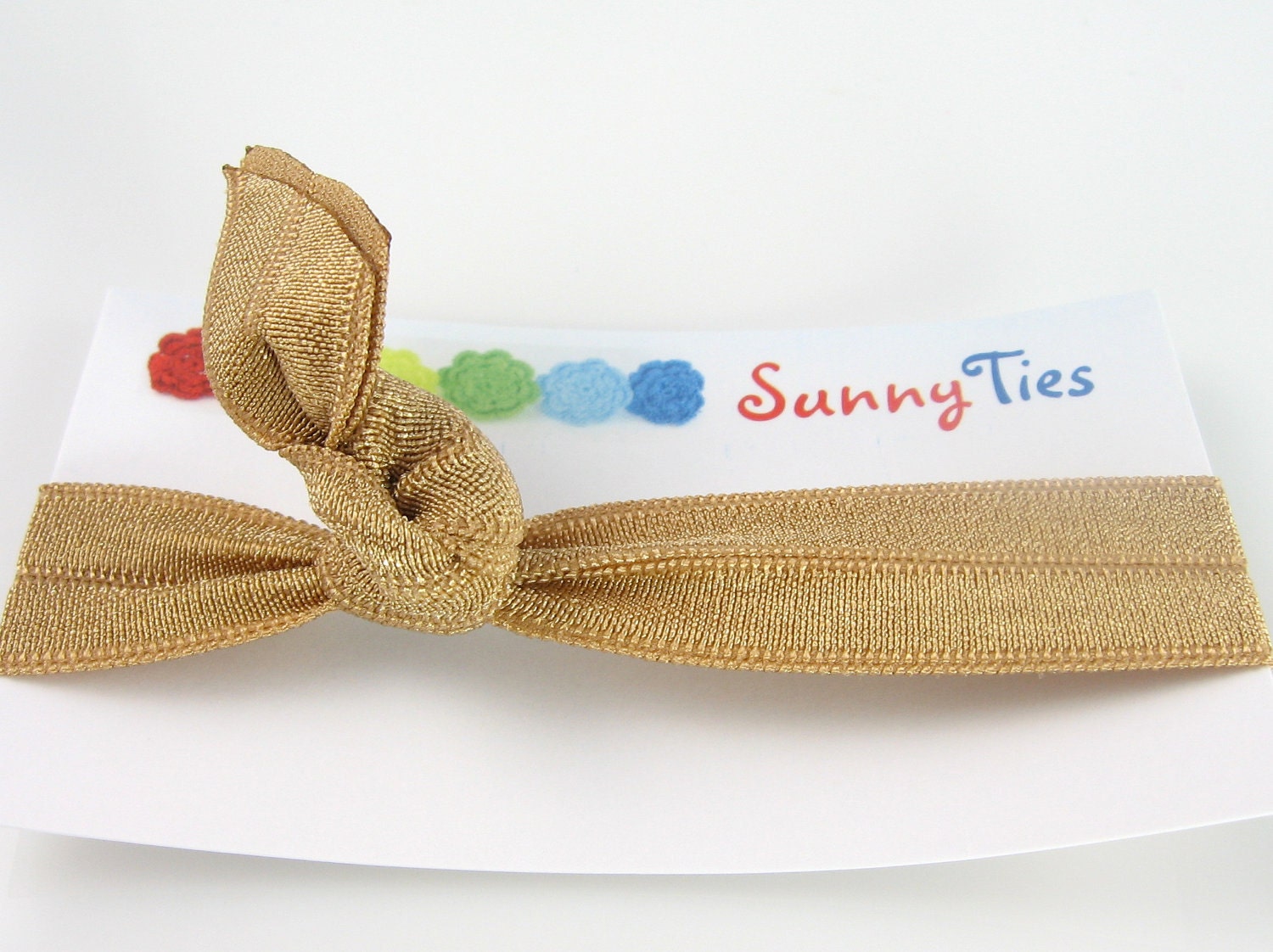 Elastic Hair Tie in Blonde - Knotted No Crease Pony Tail Holder - Neutral Tan Sand Elastic Bracelet Trendy Accessory