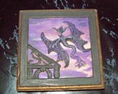 Cthulhu Dreamlands Scene, Inlaid on antiqued black box - Nightgaunt   HP Lovecraft Wicca