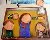 Print of oil painting on canvas by MONICA BLATTON "Ladybird Owner" "Farewell" signed by the artist, pop art, fine art