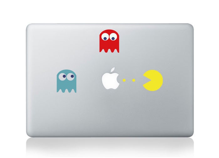 Pacman- Macbook Stickers Vinyl Mac decals Macbook decal Macbook Pro decal Apple mac decal for Macbook Air / Macbook Pro sticker